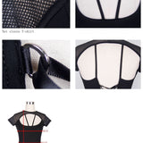 Daily Hollow Out Short Sleeve Faded Black Women Punk T Shirt With Straps
