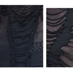 Punk Men Tattered Knitted Diamond Mesh T Shirt With Ribbons