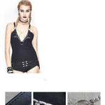 Sexy Women Punk Metallic Inverted Pentagram Cotton Vest With Chains