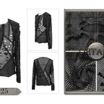 Decadent Unedged Classic Style Spliced Mesh Round Collar Long Sleeve Torn Men Shirts