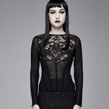 'Roses Have Thorns Too' Gothic Mesh Corset Top