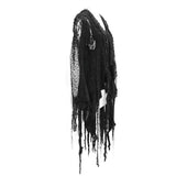 Decadent Asymmetrical Tattered High Waist Long Sleeve V Neck Women T Shirt With Tassel