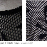 Punk Sexy Women Skeleton Transparent Mesh Long Sleeves T Shirts