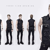 Summer Worn Out Metallic Bullet Clip Black Punk Rock Sleeveless Men Shirts