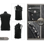 Summer Worn Out Metallic Bullet Clip Black Punk Rock Sleeveless Men Shirts