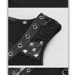 Cyber Punk Asymmetrical Design Heavy Metal Sexy Ladies Black Small Mesh Vests