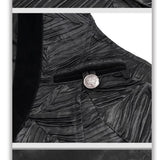 Gothic Wedding Bridegroom Napoleon Collar Pleated Asymmetrical Men Black Waistcoats