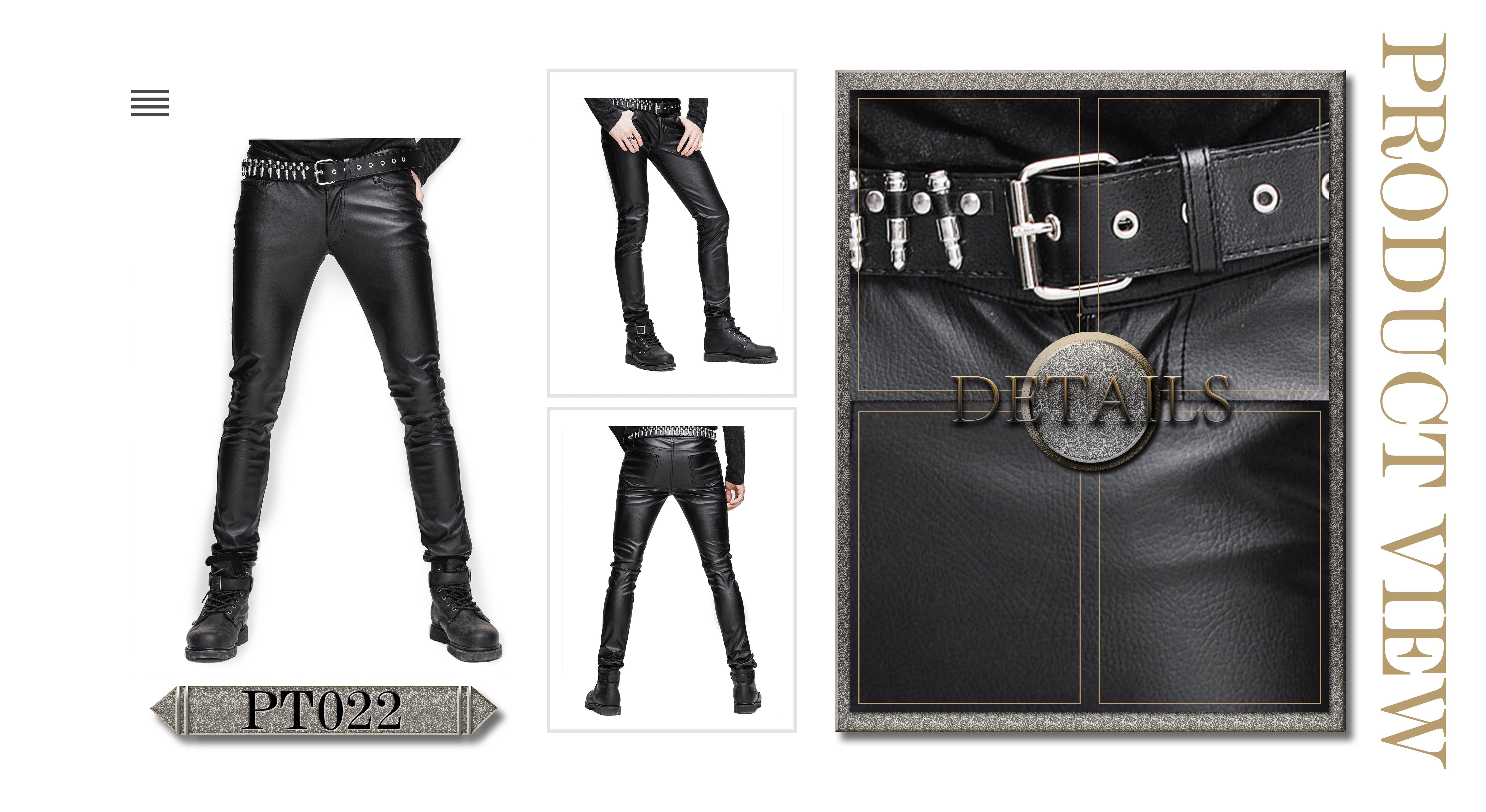 Best Seller Daily Wear Men Synthetic Leather Basic Model Punk Tight Trousers