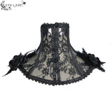 Gothic Accessory Feather Adjustable Ribbons Lace Sexy Women Collar With Rose Flower