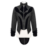 Bird Shaped Patchwork Black Zipper Up Gothic Men Jacket