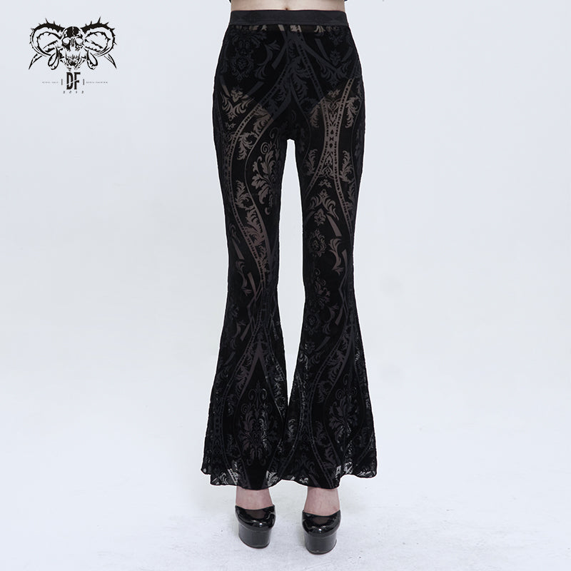 ‘Changes' Gothic Patterned Mesh Flared Pants