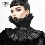 'Fleeting Glance' Gothic Pleated High Collar (Black)