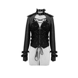 Five Pointed Star Spiked Zipper Up Punk Mesh Women Coat With Loops