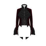 Autumn Red Women Gothic Party Paisley Jacquard Velvet Swallow Tailed Jackets