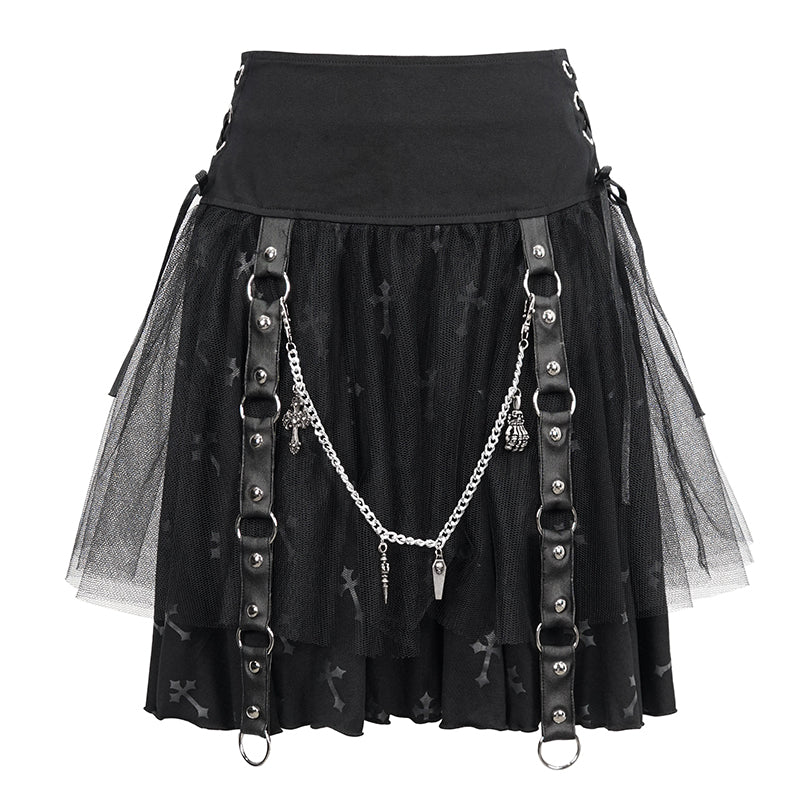 'Glum and Done' Gothic Skirt With Chain