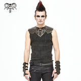 'Vertigo' Punk Vest With Leather Patches (Brown)