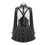 Sexy Women Hollow Out Design Fetish Leather Dress Shirts With Straps