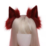 'Neko' Plush Cat Ear Headband (Ruby)
