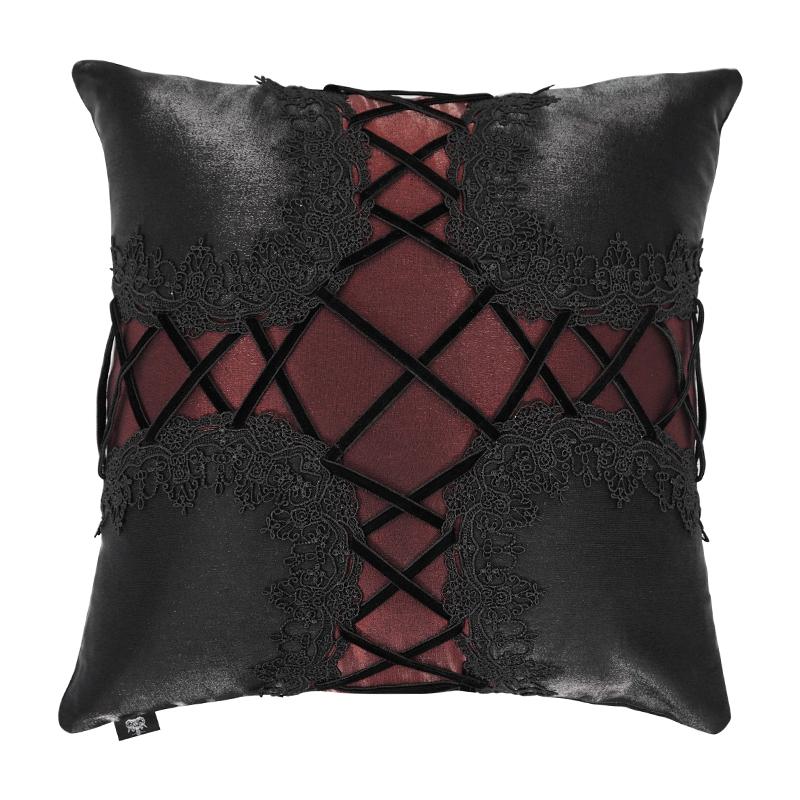 'Twisted' Gothic Cross-shaped Pillow (Ink)