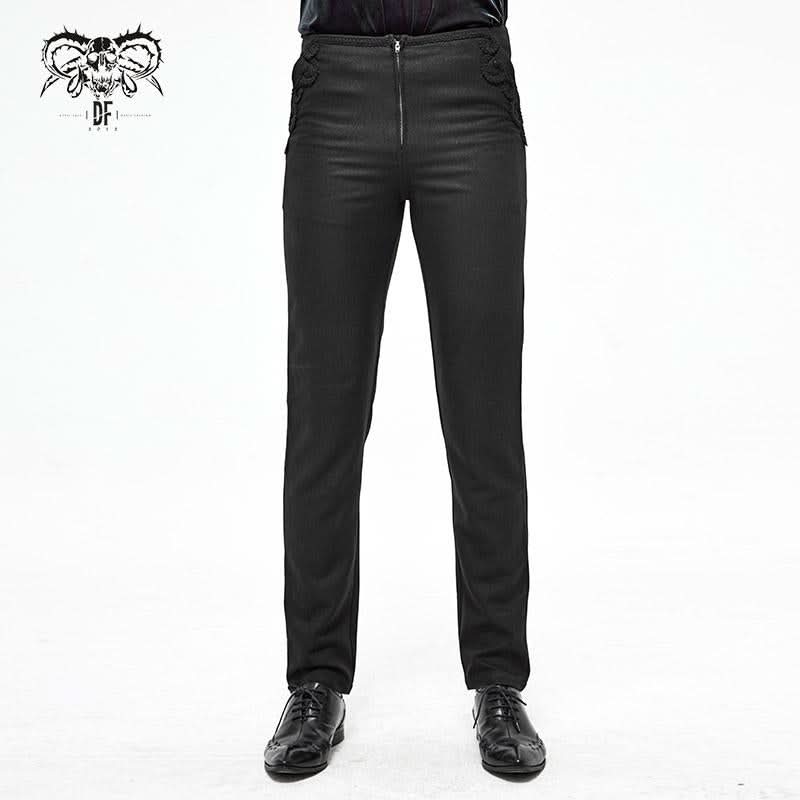 Pt13901 Black Gothic Daily Life Trousers