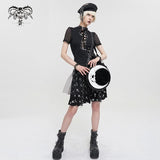 'Moonlight Skull' Printed Gothic Round Shoulder Bag