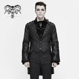 Gothic Patterned Wide Sleeves Men Darkness Grain Fitted Leather Coat