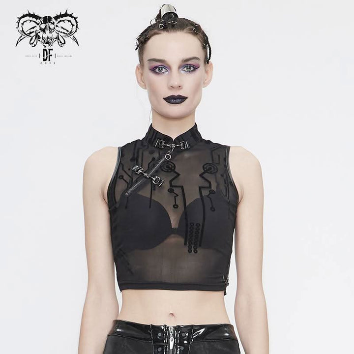 Digital Mesh Crop Top by Devil Fashion