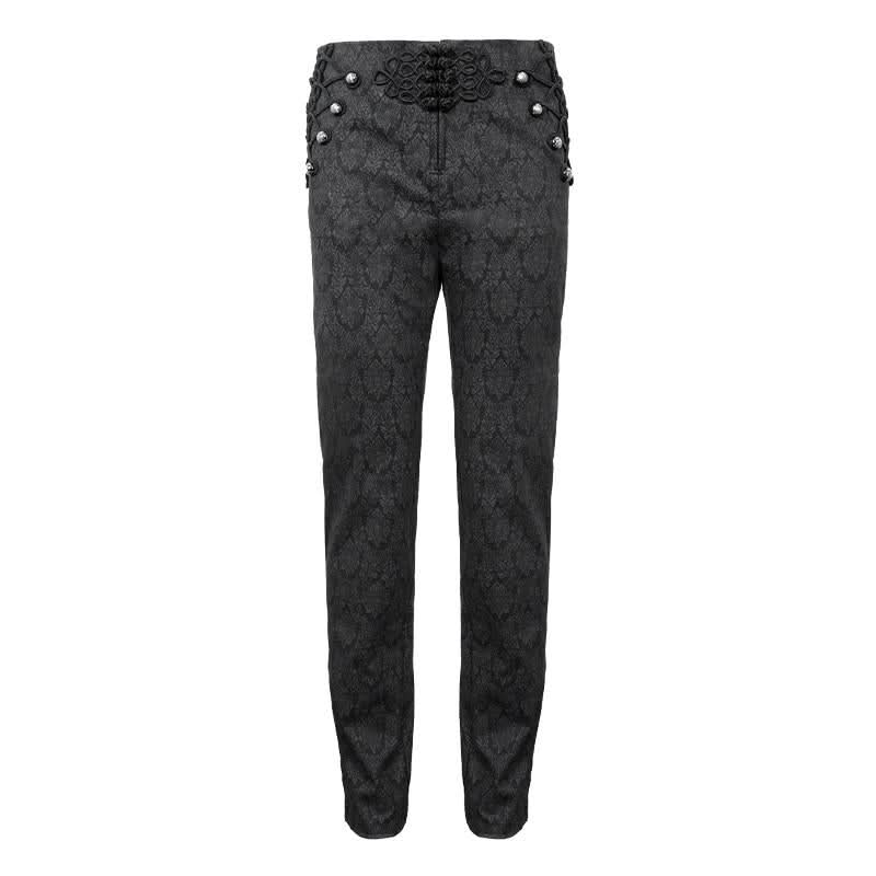 Party Dress Up Fancy Costume Gothic Patterned Men Black Trousers
