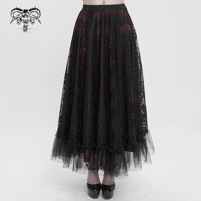 'Sanctuary' Gothic Lace Flared Skirt