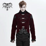 Vintage Hook Clasp Men Wine Gothic Embroidered Fake Two Pieces Dress Jacket
