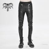 Robot Armor Gloss Printing Skinny Black Stretch Men Trousers