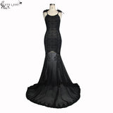 Party Darkness Floral Pattern Floor Length Sexy Women Lace Fishtail Dress