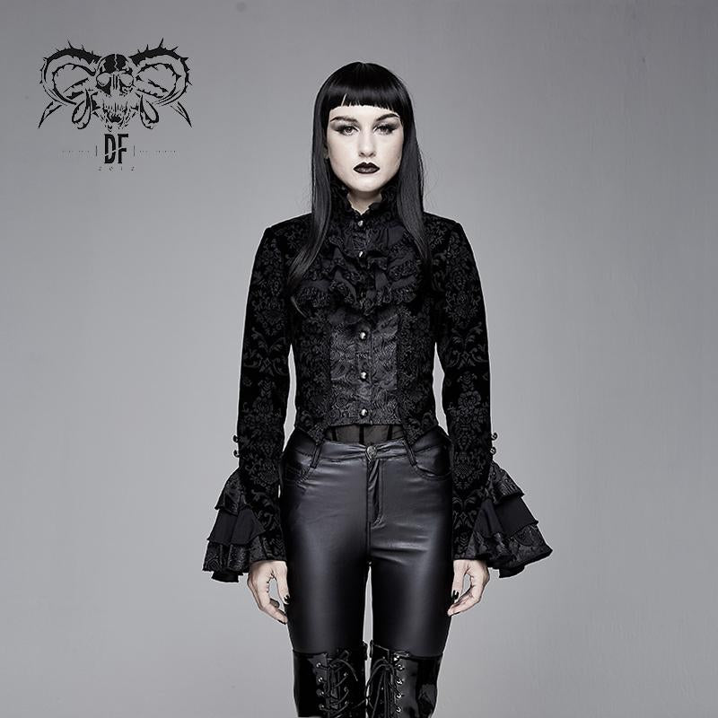 Gothic Lotus Leaf Corsage False Two Piece Women Gothic Swallow Tailed Coats