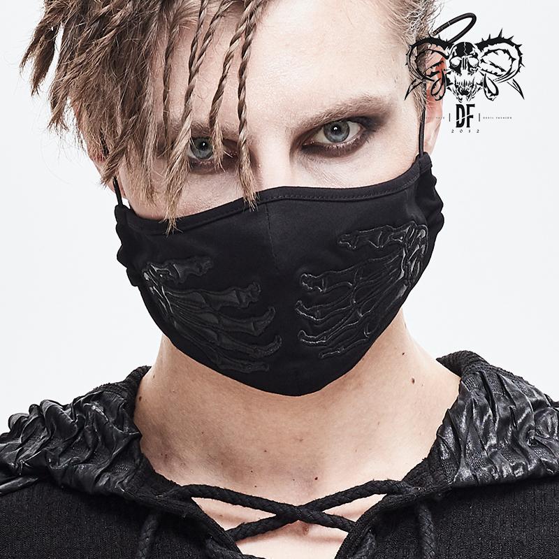 Punk Leather Hand Embroidered Patterned Solid Color Cotton Face Mask