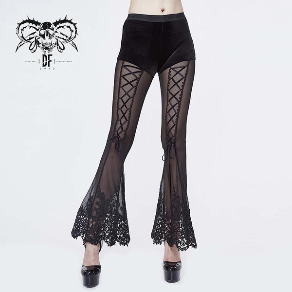 Hex Ivy' Mesh Gothic Bell-Bottoms