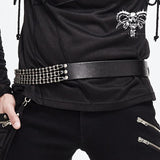 Heavy Metal Bicycle Chain Motorcycle Punk Men Black Leather Belt