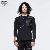Spring And Autumn Armor Patchwork Asymmetric Punk Black Men Long Sleeves T Shirt