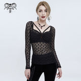 'Tongue In Cheek' Gothic Mesh Printed Top