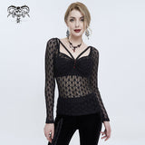 'Tongue In Cheek' Gothic Mesh Printed Top