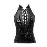 Stars And Moon Printing Daily Life Dense Velvet Sexy Ladies Vests