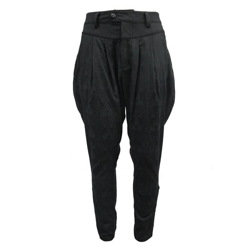 European Stylish Gothic Jacquard Oversize Black Breeches Men Trousers