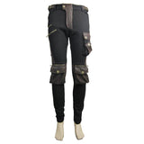 Biker Black And Coffee Steampunk Metallic Multi Bag Men Trousers