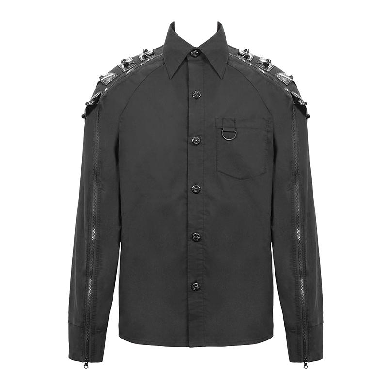 Cyberpunk Darkness Raglan Long Sleeve Men Shirts With Leather Loops