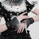 'Piano Keys' Gothic Pleated Black and White Sleeves