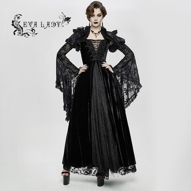 Eva Lady Black Romantic Sexy Gothic Lace Dress Top for Women 