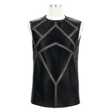 Tt161 Men Shiny Knit Patchwork Vest