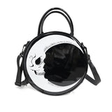 'Moonlight Skull' Printed Gothic Round Shoulder Bag