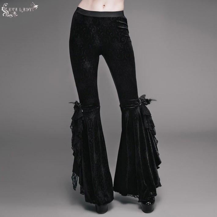 Gray V-Cut Lace-Up Polyester Bell Pants – GTHIC