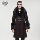 'Master Of Death' Gothic Fur Collar Coat (Wine)