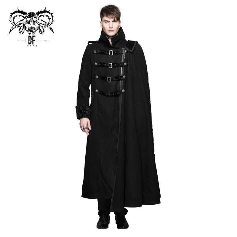 Men Removable One Sided Shawl Thick Long Coat